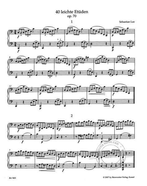 40 Leichte Etueden For Violoncello With Accompaniment Of A Second Violoncello (ad Lib) Op. 70